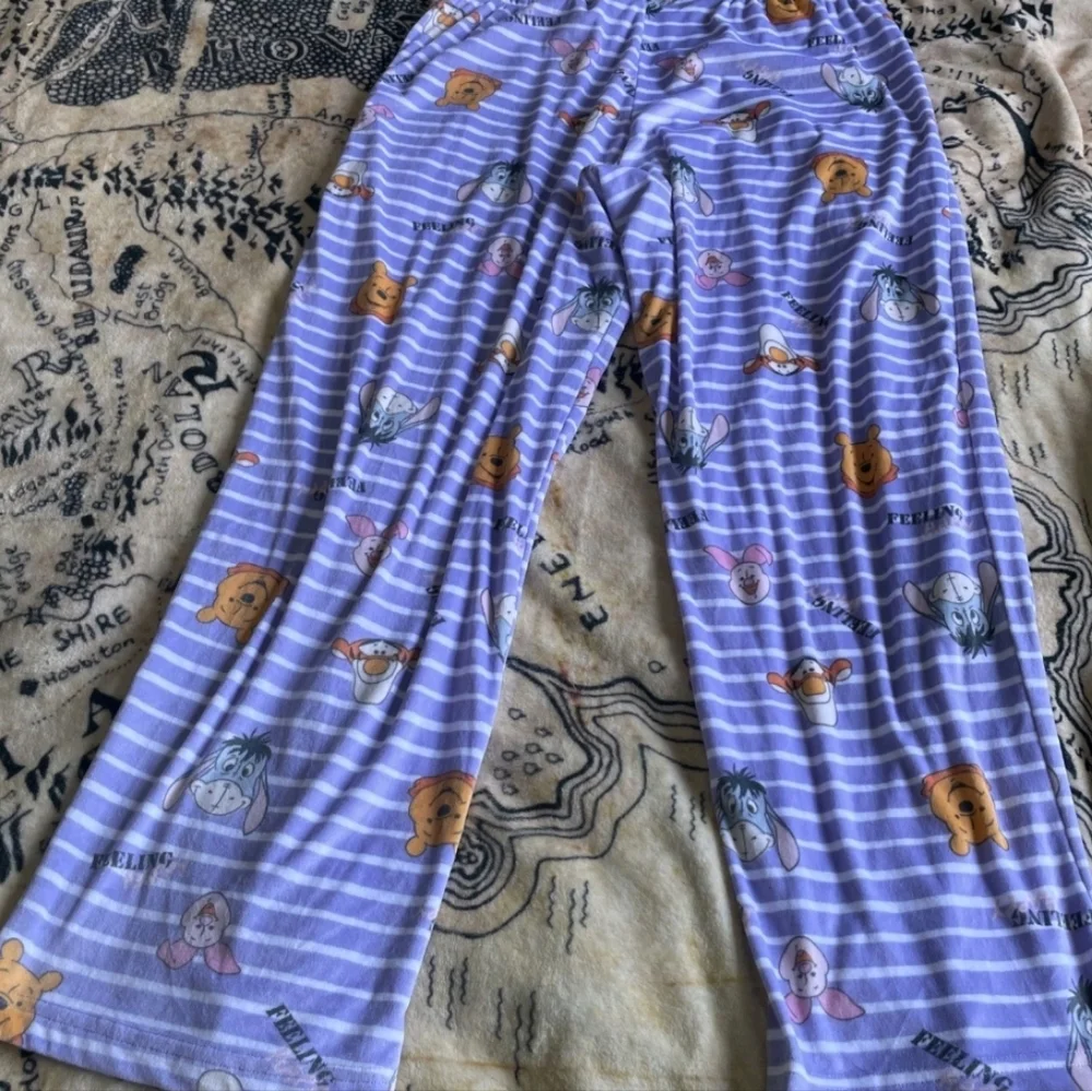 Disney Winnie The Pooh Size Large Purple Striped Pajama Pants Very Soft - Picture 8 of 11